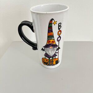 Halloween gnome‎ ceramic travel coffee mug cobwebs and cauldrons 18oz